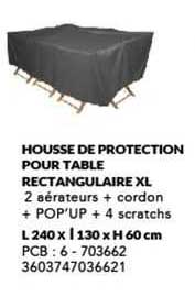 Housse De Protection Pour Table Rectangulaire Xl