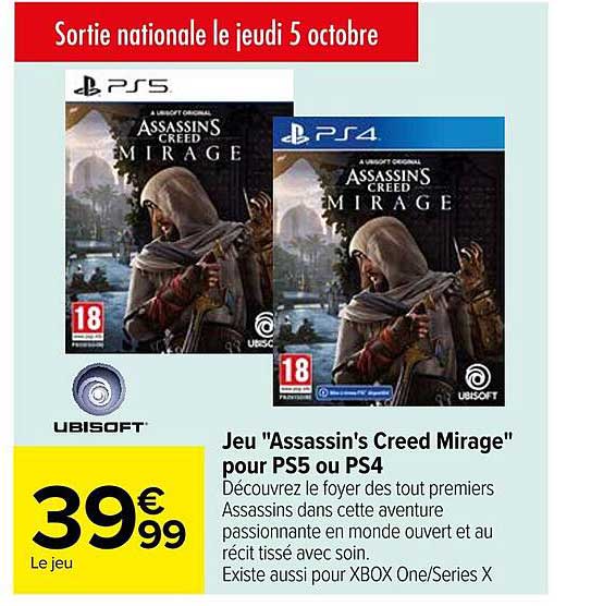 jeu "assassin's creed mirage" pour ps5 ou ps4