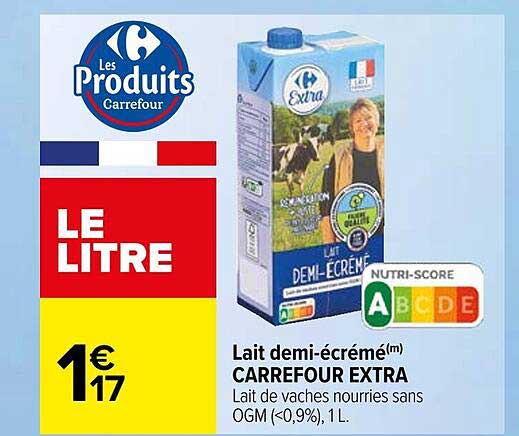 Lait Demi-écrémé Carrefour Extra