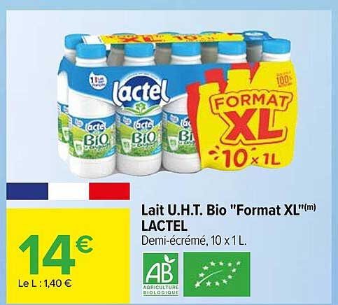lait u.h.t. bio "format xl" lactel