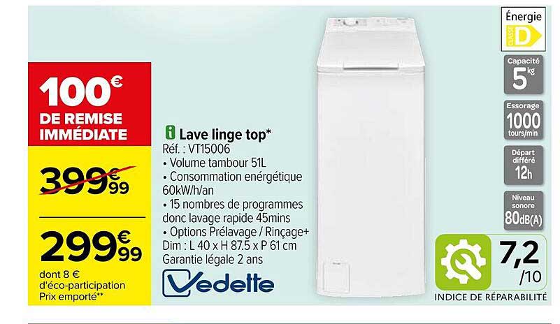 lave linge top vedette