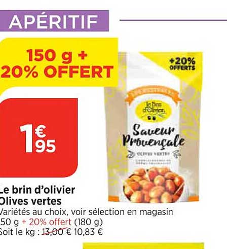 le brin d'olivier olives vertes