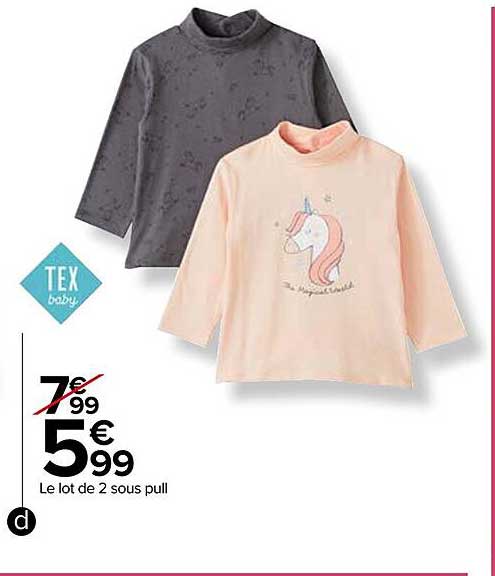 le lot de 2 sous pull tex baby