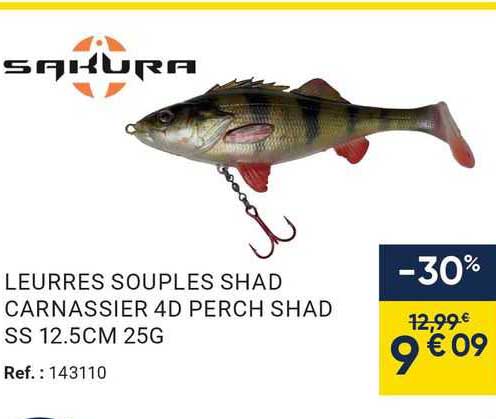 leurres souples shad carnassier 4d perch shad ss 12.5cm 25g