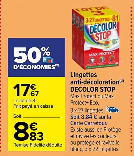 Lingettes Anti-décoloration Décolor Stop