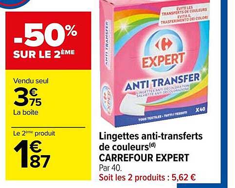 Lingettes Anti-transferts De Couleurs Carrefour Expert