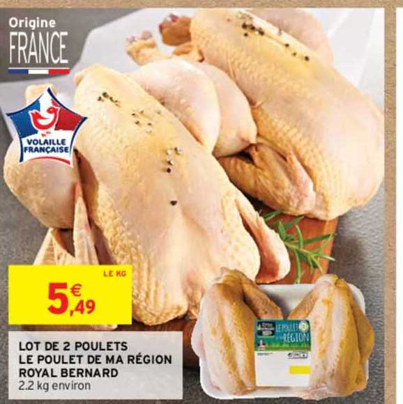 lot de 2 poulets le poulet de ma région royal bernard