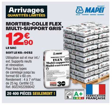 mortier-colle flex multi-support gris mapei