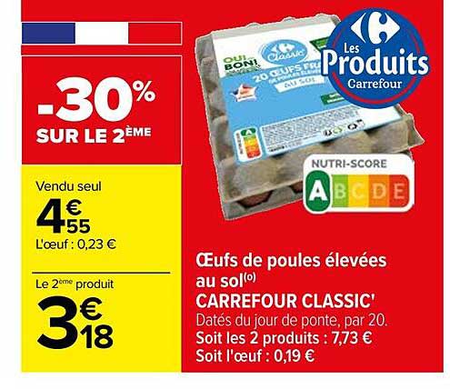 œufs de poules élevées au sol carrefour classic'