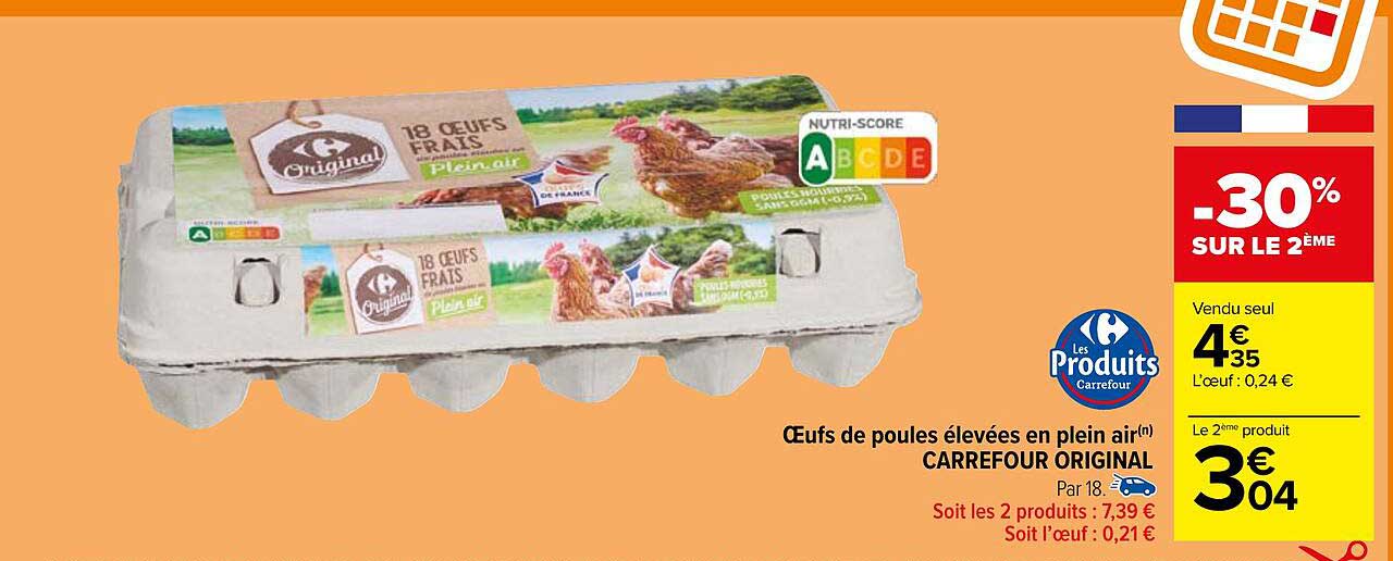 œufs de poules élevées en plein air carrefour original