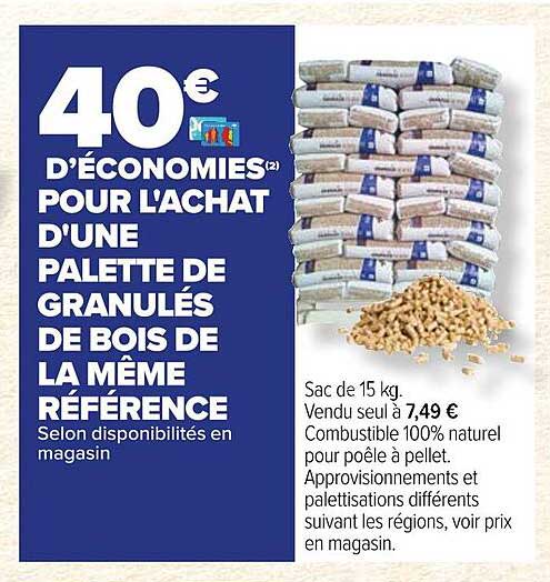 palette de granulés de bois de la même référence