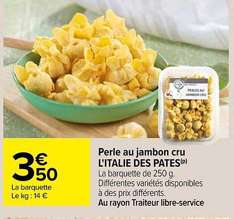 perle au jambon cru l'italie des pâtes