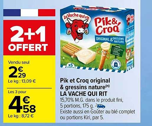 pik et croq original & gressins nature la vache qui rit