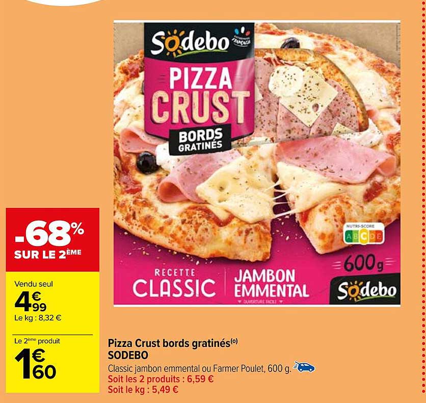 pizza crust bords gratinés sodebo