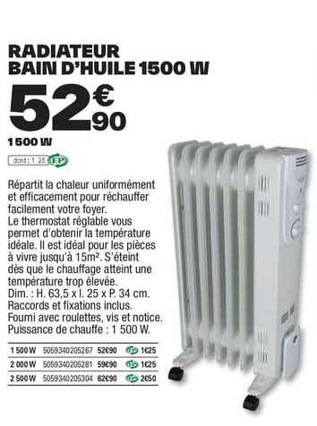 Radiateur Bain D'huile 1500 W