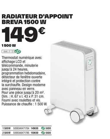 radiateur d'appoint breva 1500 w