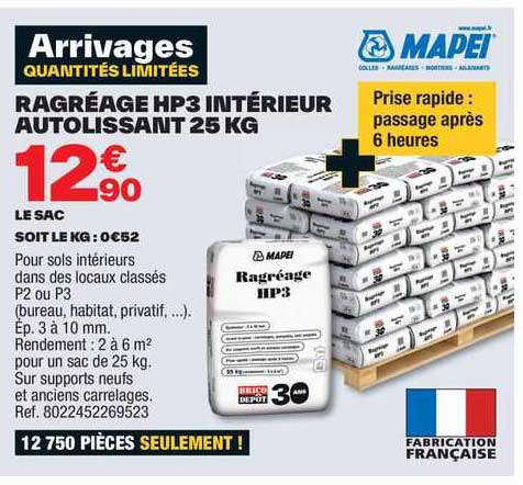 Ragréage Hp3 Intérieur Autolissant 25 Kg Mapei