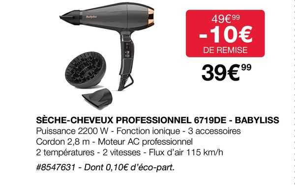 sèche-cheveux professionnel 6719de - babyliss