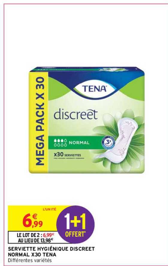 serviette hygiénique discreet normal x30 tena