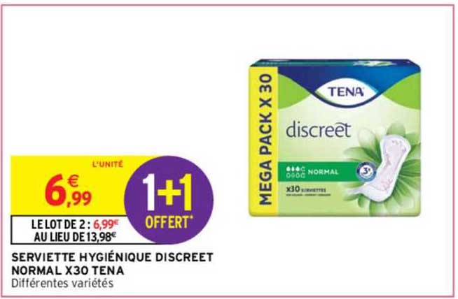 serviette hygiénique discreet normal x30 tena