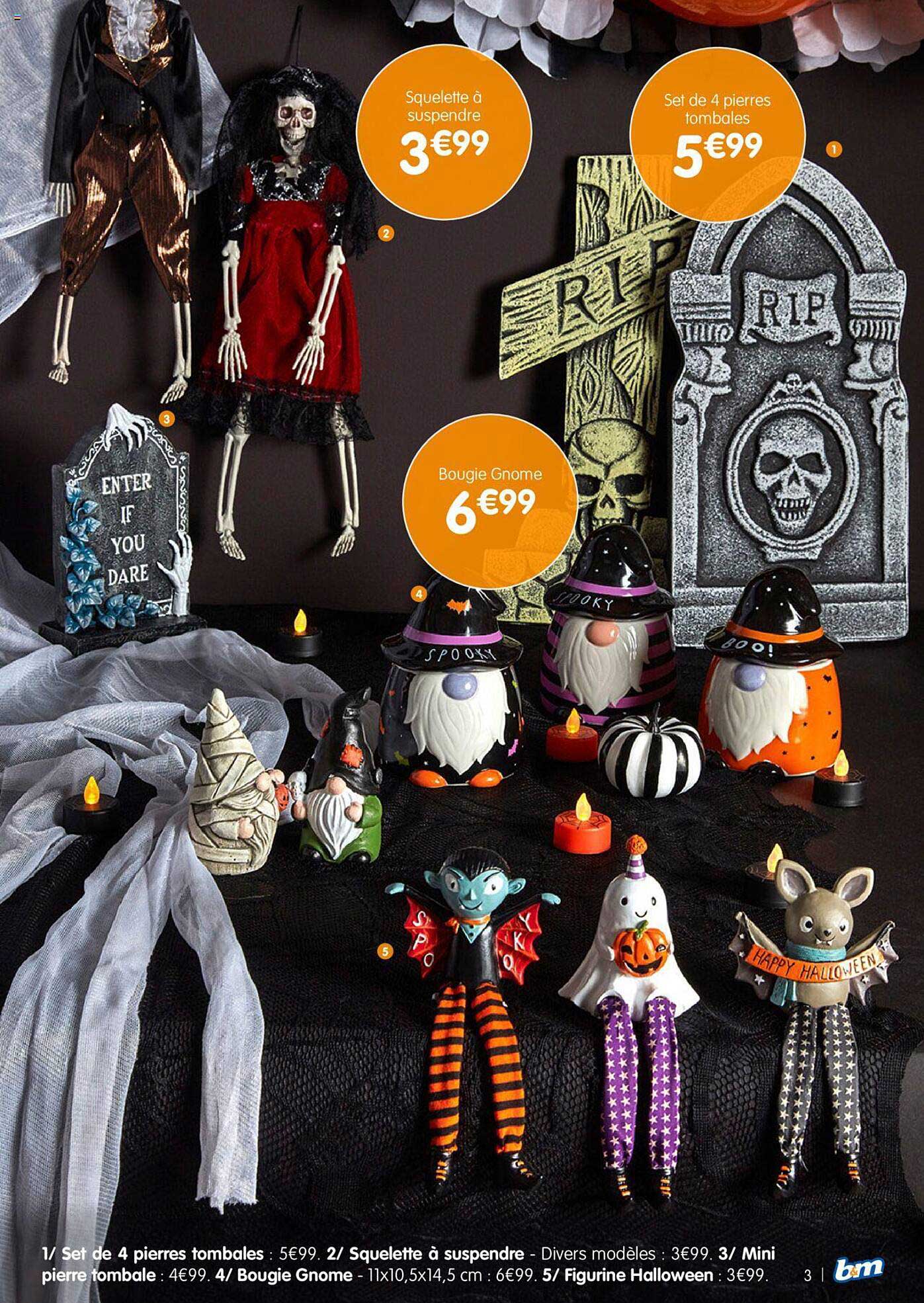 set de 4 pierres tombales, squelettes à suspendre, mini pierre tombale, bougie gnome, figurine halloween