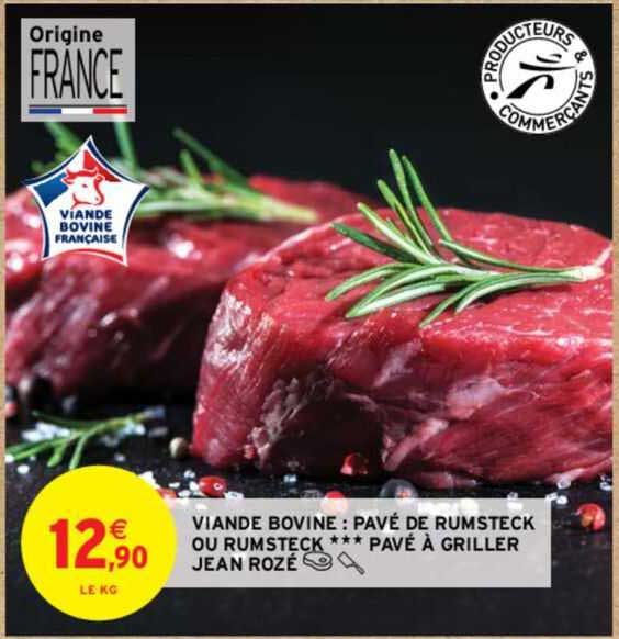 viande bovine: pavé de rumsteck ou rumsteck pavé à griller jean rozé