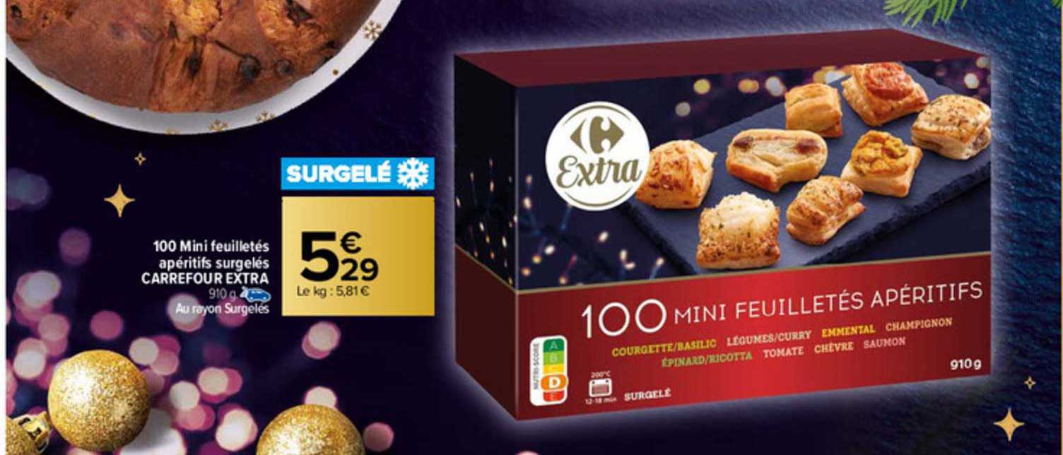 100 Mini Feuilletés Apéritifs Surgelés Carrefour Extra