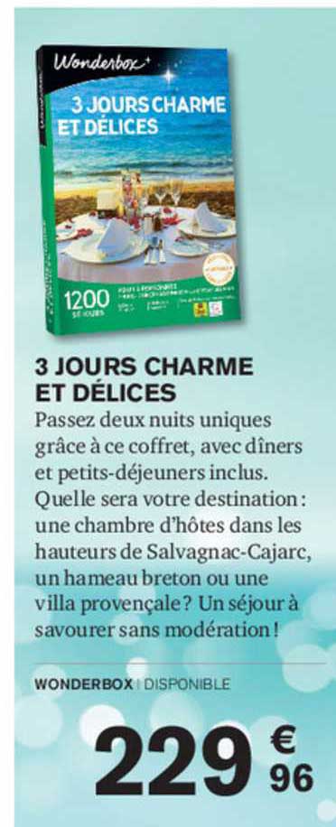 3 jours charme et délices wonderbox