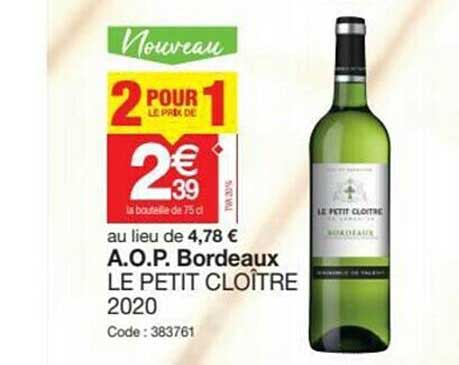 a.o.p. bordeaux le petit cloître 2020