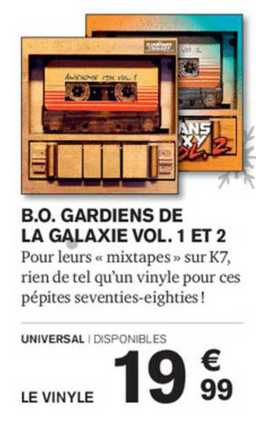 b.o. gardiens de la galaxie vol. 1 et 2