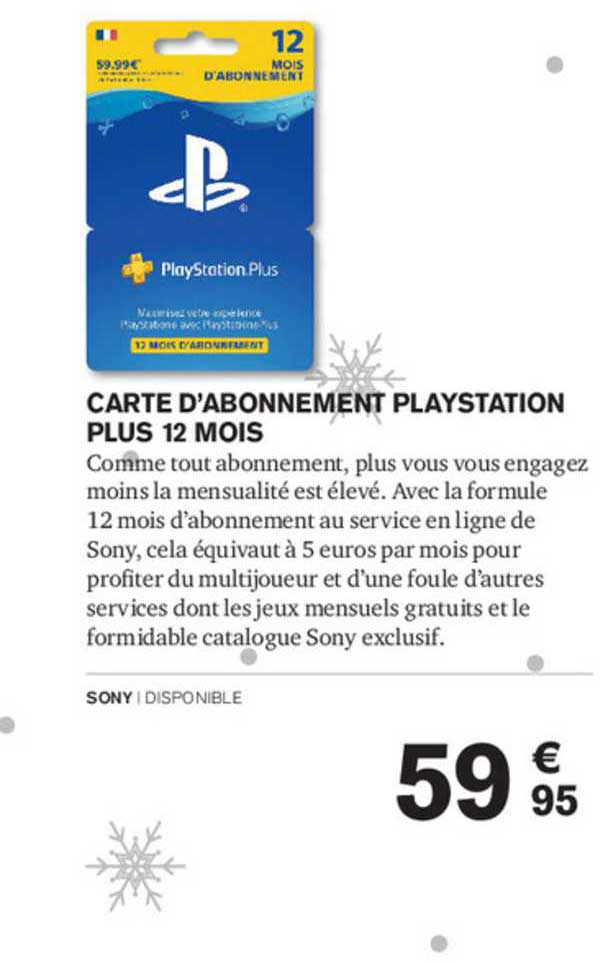 carte d'abonnement playstation plus 12 mois