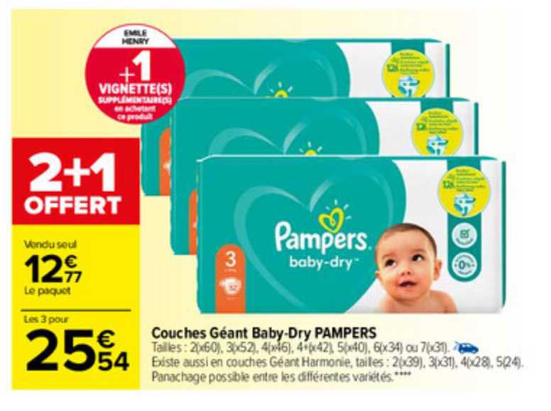 couches géant baby-dry pampers
