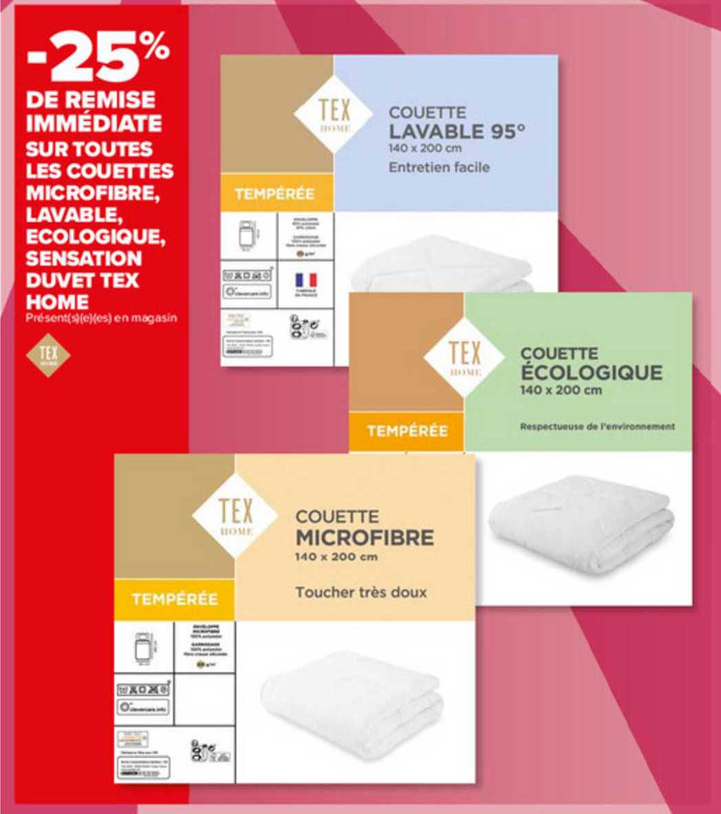 Couettes Microfibre, Lavable, écologique, Sensation Duvet Tex Home