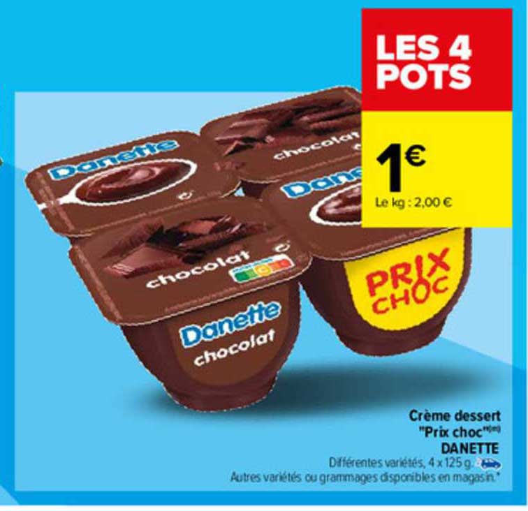 crème dessert "prix choc" danette