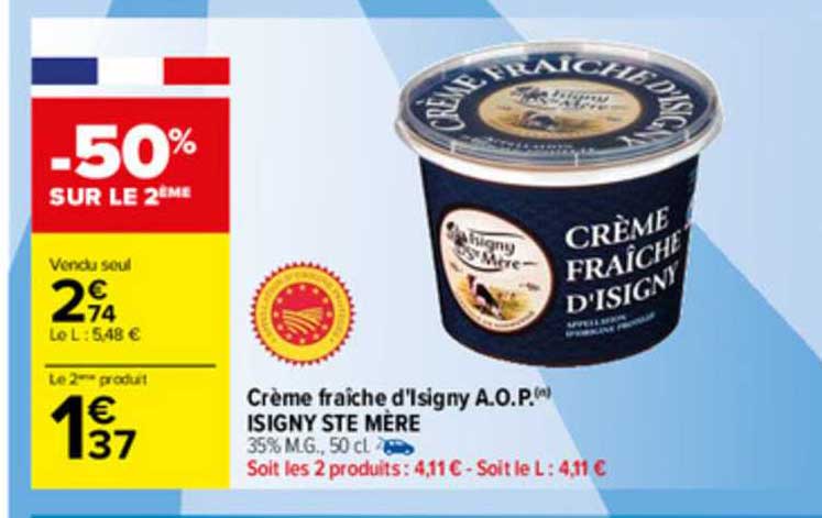 crème fraîche d'isigny a.o.p. isigny ste mère