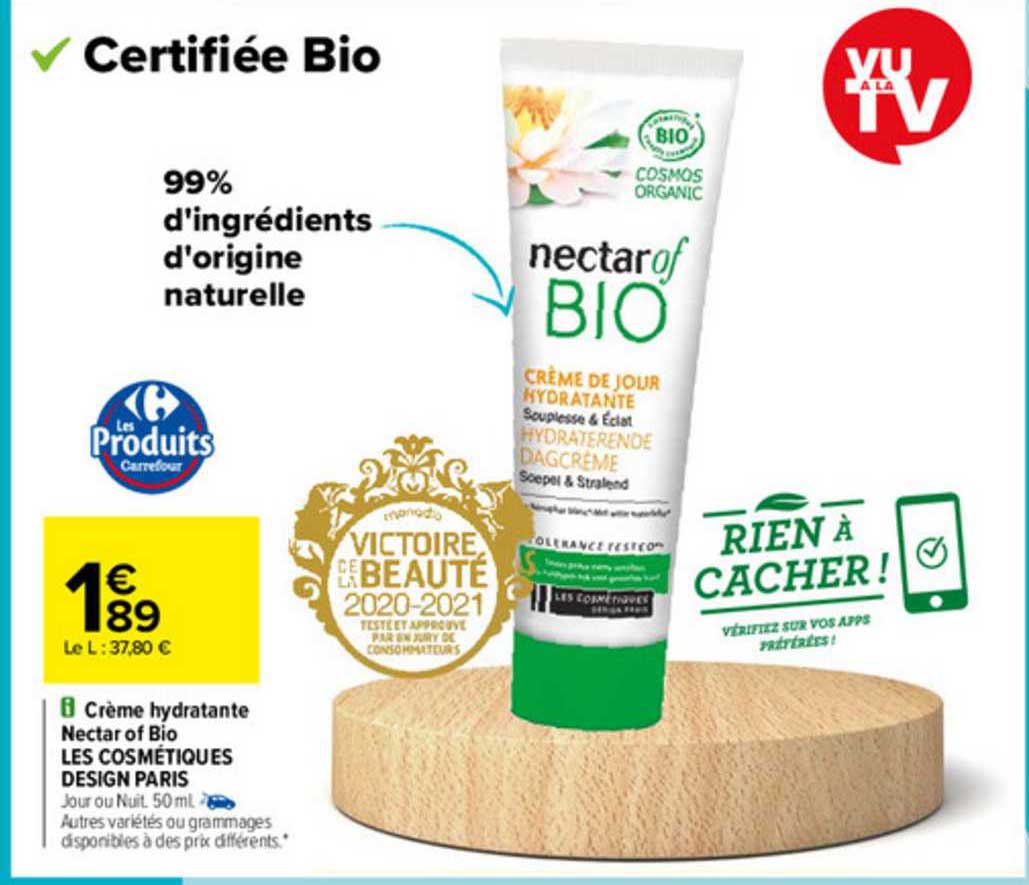 Crème Hydratante Nectar Of Bio Les Cosmétiques Design Paris