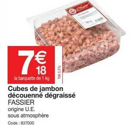 Cubes De Jambon Découenné Dégraissé Fassier