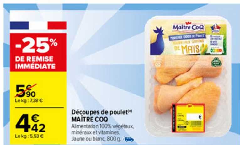 découpes de poulet maître coq