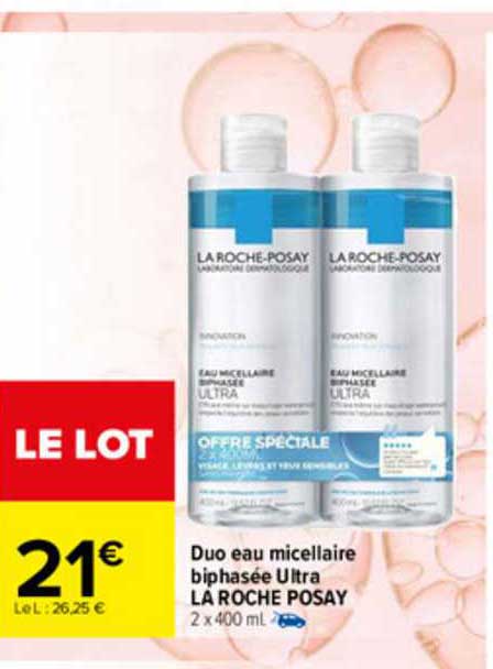 duo eau micellaire biphasée ultra la roche posay