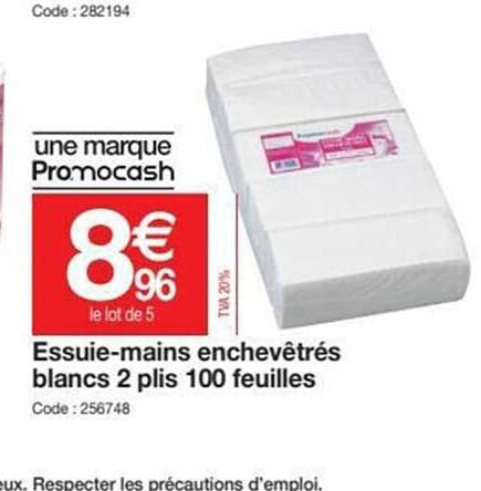 easuie-mains enchevêtrés blancs 2 plis 100 feuilles