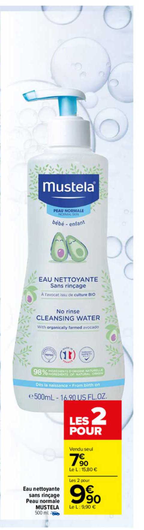 eau nettoyante sans rinçage peau normale mustela