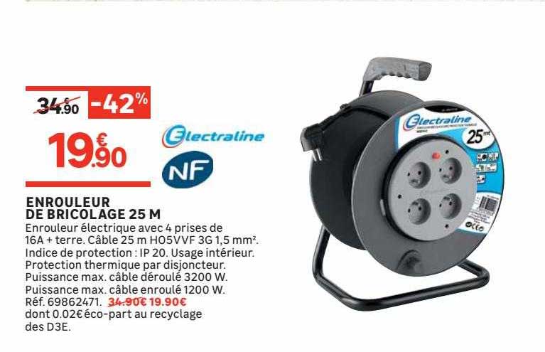 enrouleur de bricolage 25 m electraline