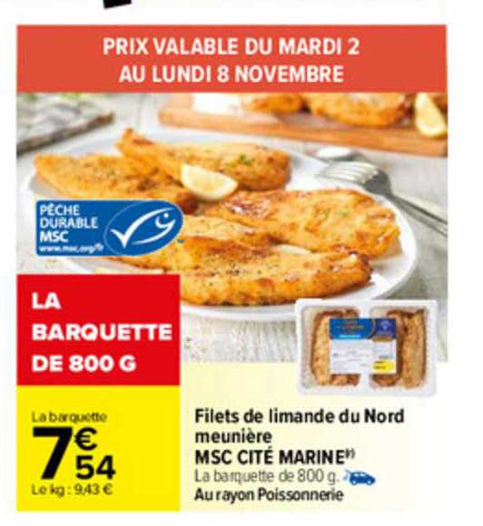 filets de limande du nord meunière msc cité marine