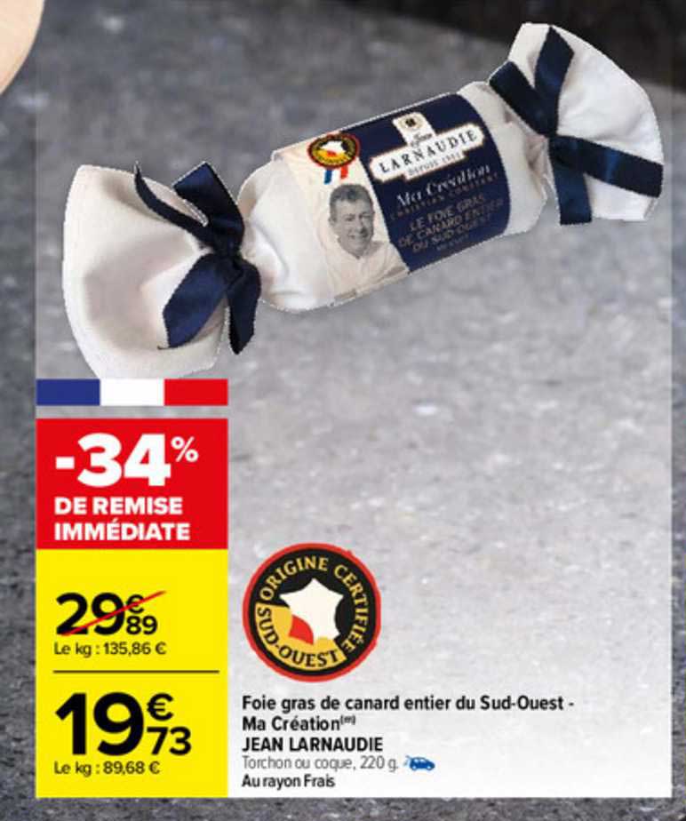 foie gras de canard entier du sud-ouest - ma création jean larnaudie