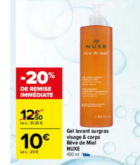 gel lavant surgras visage & corps rêve de miel nuxe