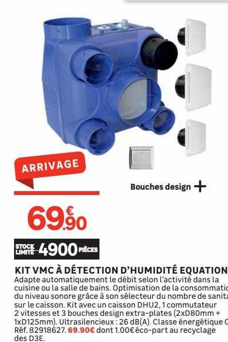 kit vmc à détection d'humidité équation