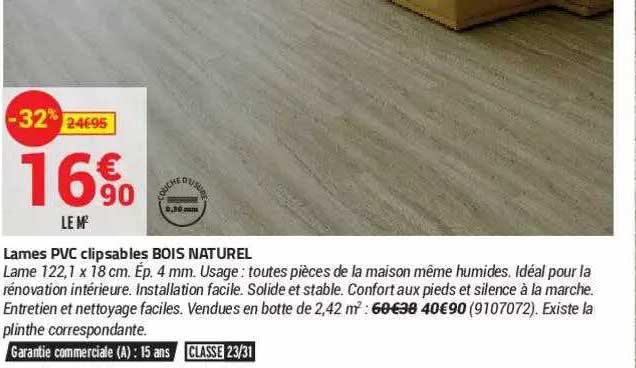 lames pvc clipsables bois naturel