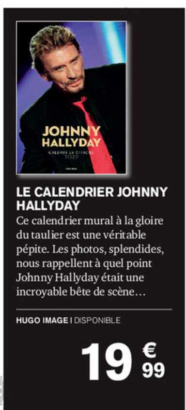 le calendrier johnny hallyday