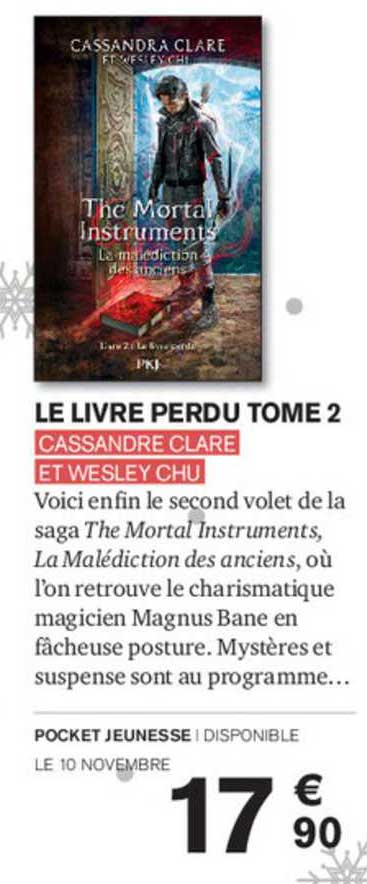le livre perdu tome 2 cassandre clare et wesley chu