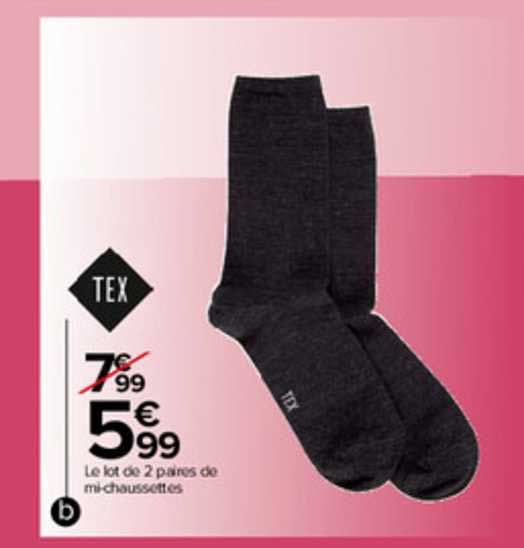 le lot de 2 paires de mi-chaussettes tex